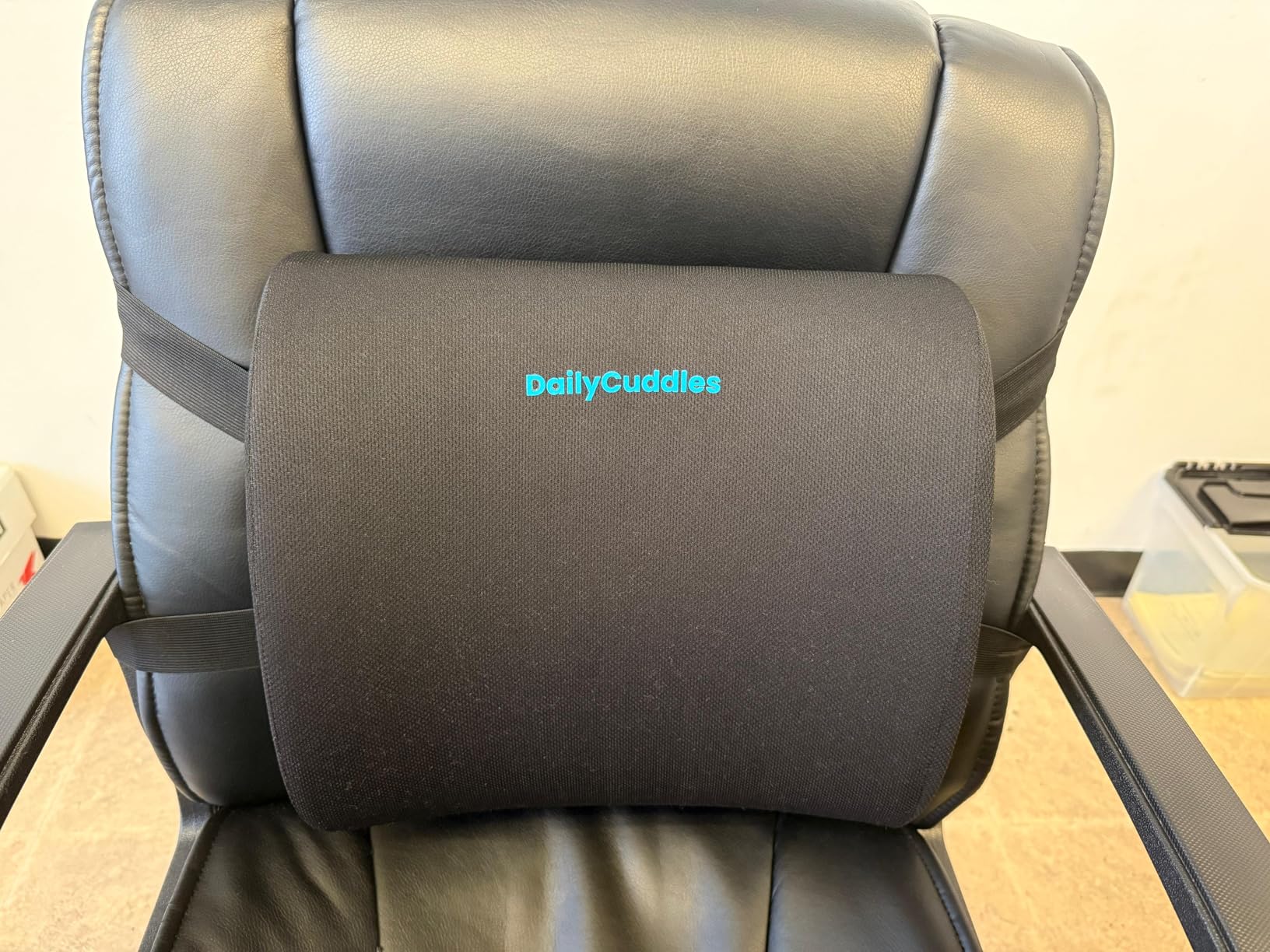 Lumbar Support Pillow for Office Chair Back Support - Memory Foam Lumbar Pillow for Car or Gaming Chair, Ergonomic Back Cushion with Adjustable Strap for Long-Hour Sitting (Black) customer photo 1