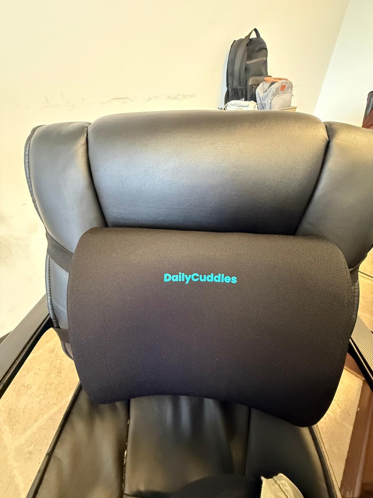 Lumbar Support Pillow for Office Chair Back Support - Memory Foam Lumbar Pillow for Car or Gaming Chair, Ergonomic Back Cushion with Adjustable Strap for Long-Hour Sitting (Black) customer photo 2
