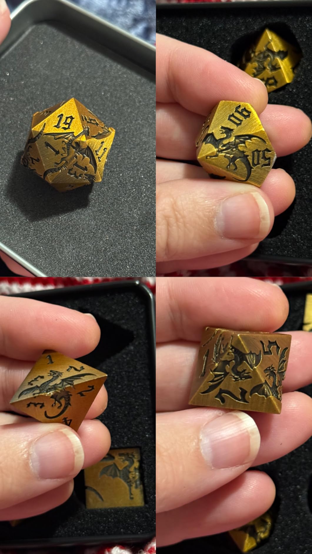 Metal DND Dragon Dice Set, D&D Polyhedral Dice with Dragon for Dungeons and Dragons RPG TTRPG 7-Die Set with Gift Case customer photo 2