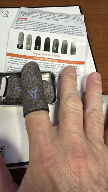 2025 Upgrade: Longer Size for 5 Fingers, No More Slipping,Professional Pure Silver Fiber Finger Sleeves for Mobile Gaming- Maximum Touch Sensitivity, Anti-Sweat,6 Pack (M) customer photo 2