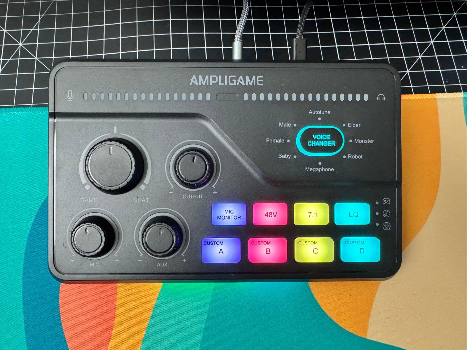 FIFINE Streaming Audio Mixer with XLR Mic Interface & 7.1 Surround Sound, Gaming RGB Mixer for PC/PS4 with Individual Volume Knob, 3 EQ Mode, 48V Phantom Power,Voice Changer-AmpliGame SC8P customer photo 2
