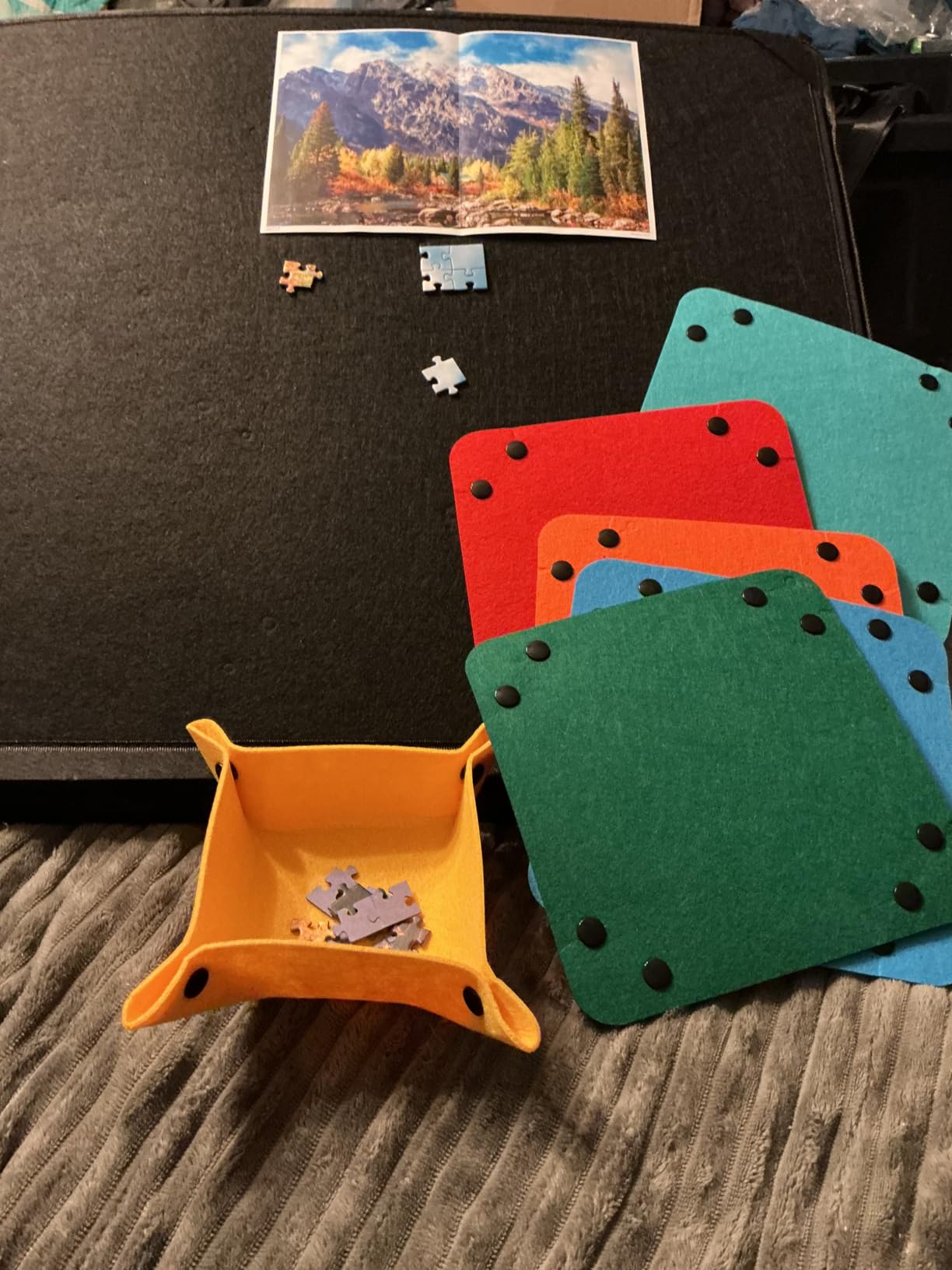 1000 Pieces Jigsaw Puzzle Board with 6 Colored Sorting Trays & Cover, Lightweight Felt Puzzle Mat with Mult Angle Adjustable Stand, Portable Puzzle Table with Non-Slip Surface for Adults customer photo 1
