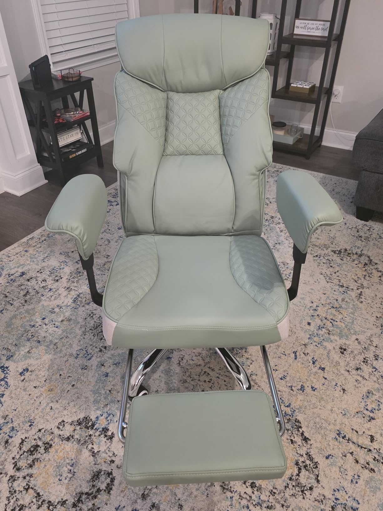 GTPLAYER Big and Tall Office Chair 400LBS Wide Ergonomic Gaming Chair with Deluxe Embossing Designed Leather with Foot Rest,150 Degree Reclining Adjustable Soft Armrests Pocket Spring Back Support and Pillow customer photo 1