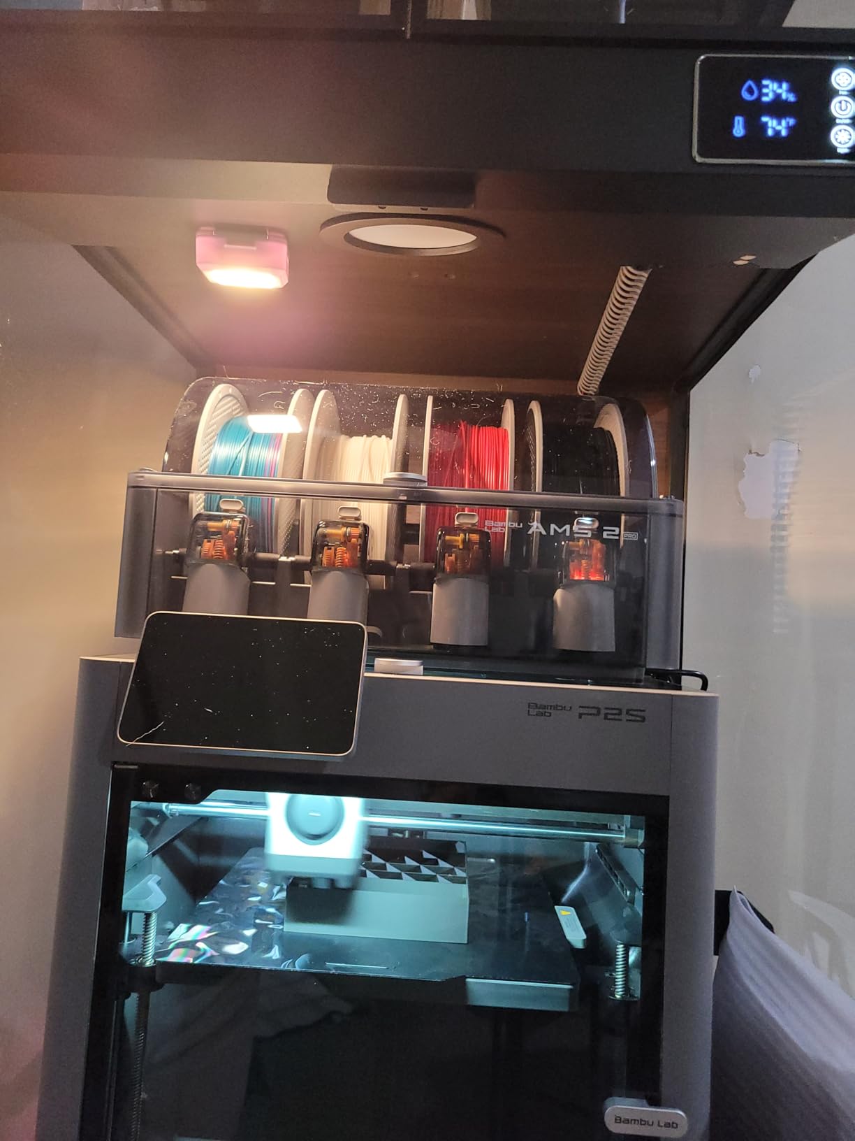 Crafit 3D Printer Cabinet with 48 Spools Filament Storage Rack, 3D Printer Enclosure with Ventilation, Thermo-Hygrometer and LED Light, Heat-Resistant, Dustproof and Noise-Reduction Design, Upgraded customer photo 1