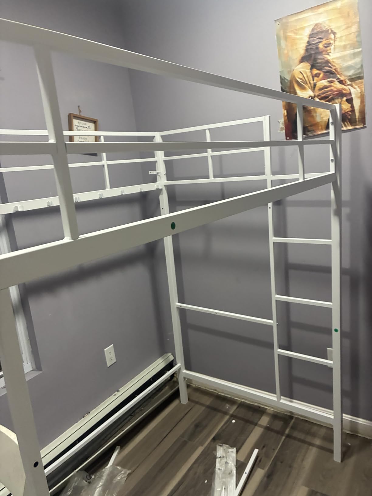 DICTAC Full Loft Bed with U-Shaped Desk,7 Storage Drawers and Charging Station,Metal Full Size Loft Bed with Led Lights and 2-Tier Storage Shelves,loft full Bed with Safety Guardrail and Ladders,Black customer photo 1