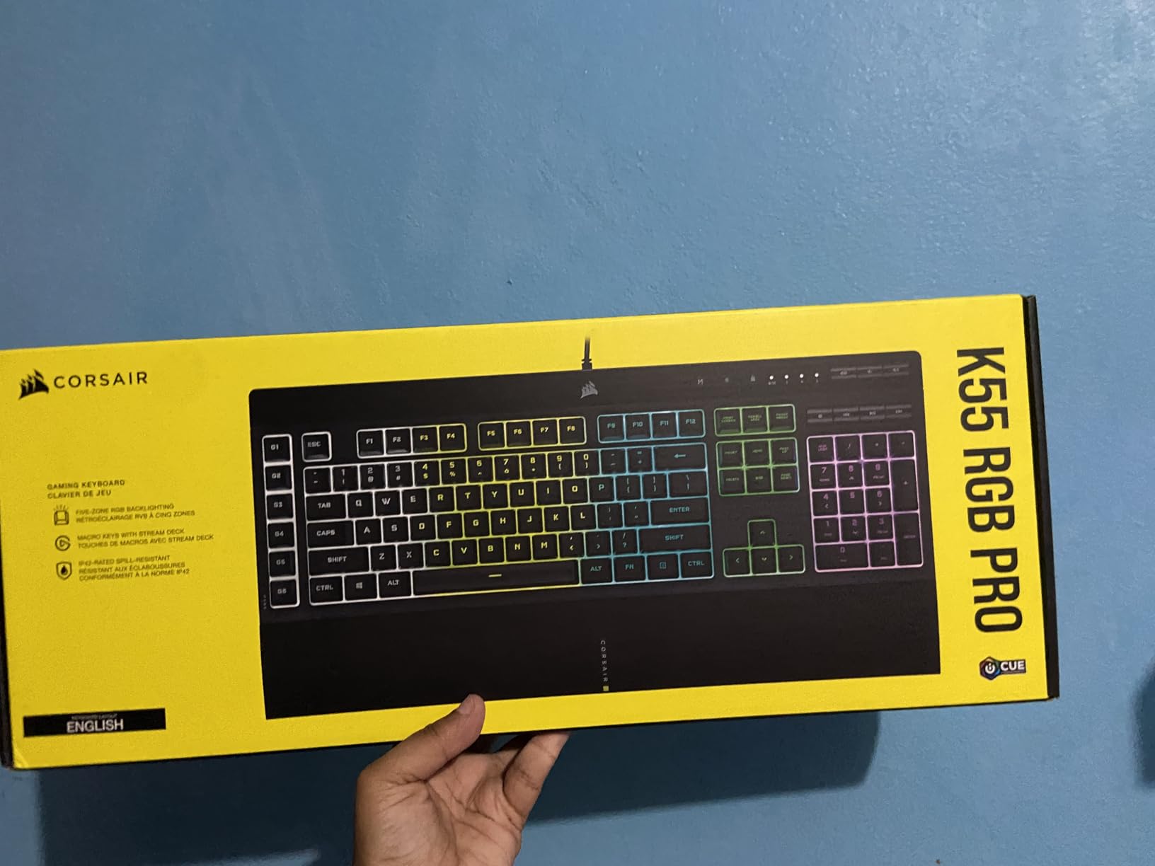 Corsair K55 RGB PRO Membrane Wired Gaming Keyboard - IP42 Dust and Spill-Resistant - 6 Macro Keys with Elgato Integration - iCUE Compatible - QWERTY NA - PC, Mac, Xbox - Black customer photo 2