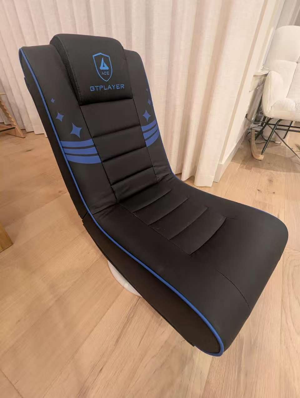 GTPLAYER Floor Gaming Chair Foldable Swivel Floor Chairs for Kids Boys Comfy Video Game Seat with 360° Multipurpose for Gamers, Bedroom or Game Room (Black-Red) customer photo 1