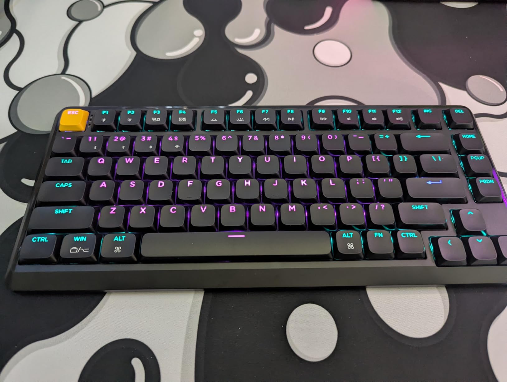 Keychron KJ1 Low Profile Wireless Mechanical Keyboard - 75% Layout Red Switch, QMK RGB Backlit, 2.4G/Bluetooth/USB-C, Double-Shot PBT Keycaps, 2000mAh Battery, Mac/Win/Linux Compatible - Black customer photo 1