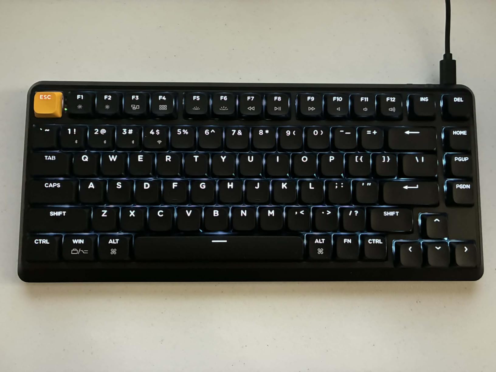 Keychron KJ1 Low Profile Wireless Mechanical Keyboard - 75% Layout Brown Switch, QMK RGB Backlit, 2.4G/Bluetooth/USB-C, Double-Shot PBT Keycaps, 2000mAh Battery, Mac/Win/Linux Compatible - Black customer photo 2