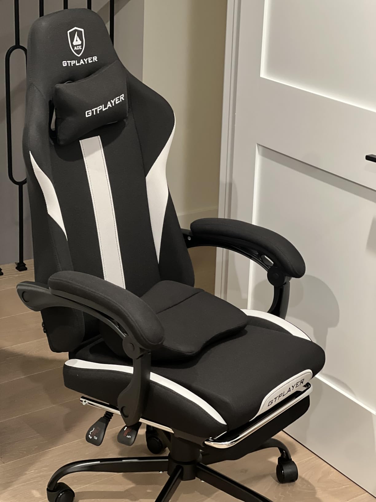 GTPLAYER Gaming Chair with Foot Rest & Pocket Spring Cushion, Ergonomic High Back Computer Desk Chair with Headrest & Lumbar Support for Back Pain Relief, Breathable Fabric, Pink customer photo 1