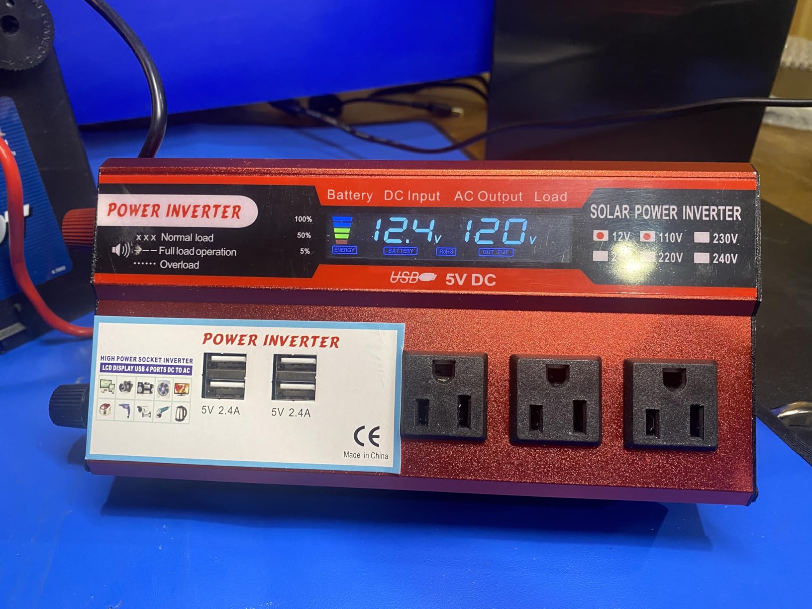 ALSO GO 1000W Power Inverter 12V DC Volt to 110V AC Car Inverter with LCD Screen Display, 3 AC Outlets, 4X 2.4A USB Port, Car Power Converter for Truck, Home, Vehicles, Laptop, Trip customer photo 1