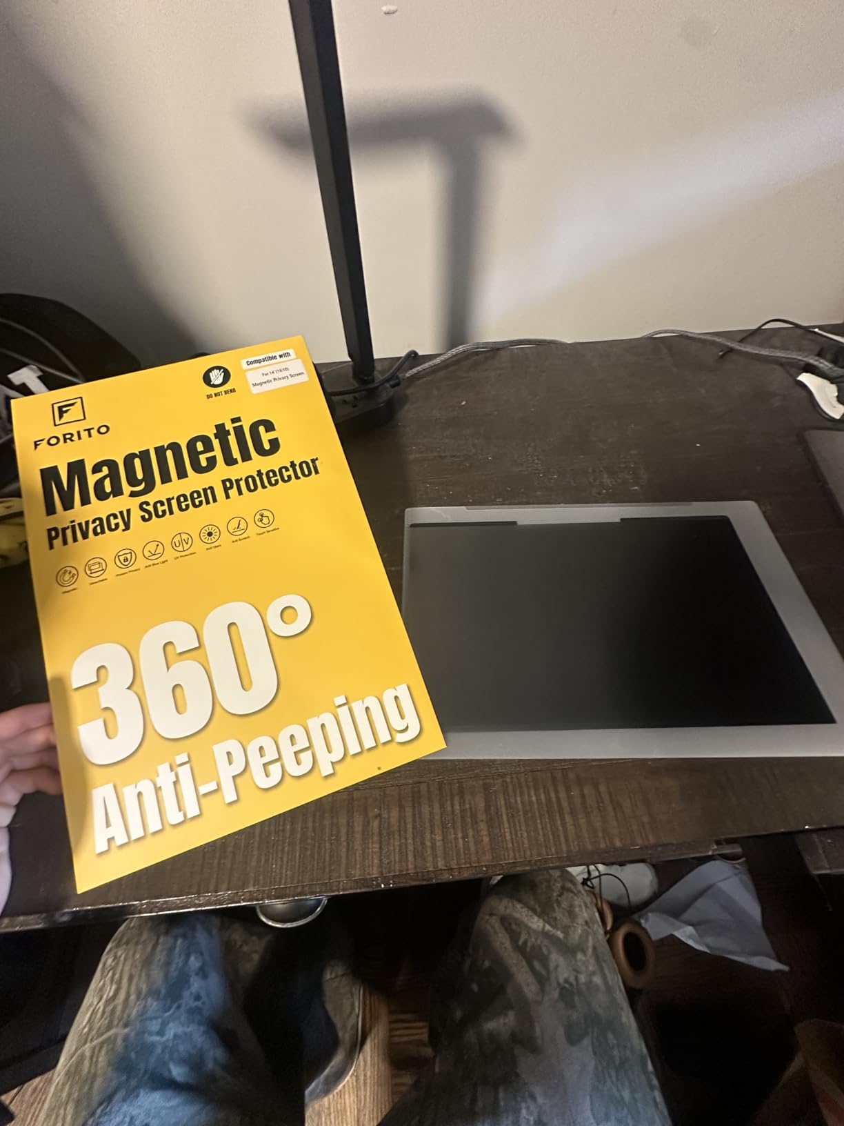 F FORITO Magnetic Laptop Privacy Screen 15.6 inch 16:9, 360 Degree Anti Peeping Removable Anti Glare Blue Light Filter Compatible with All 15.6 inch 16:9 Laptops Portable Monitors customer photo 1
