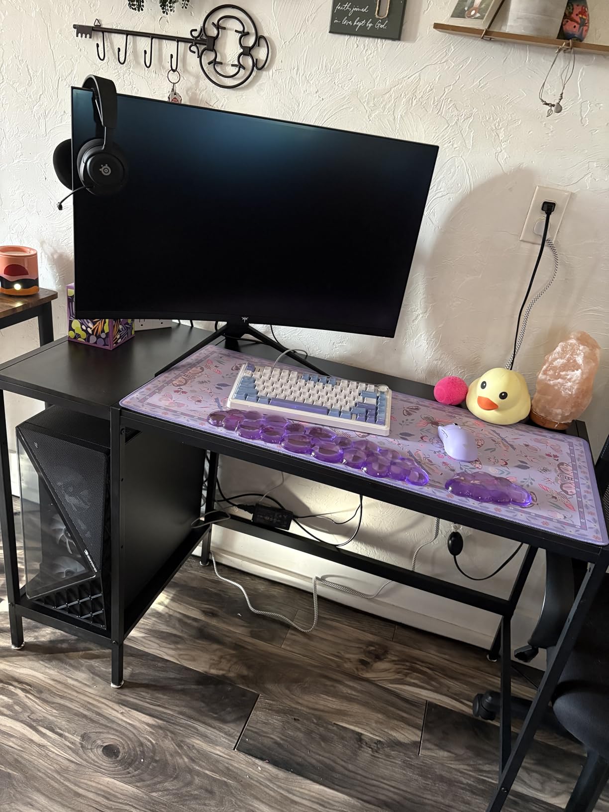 Computer Desk 55-inch with Storage Shelf - Black Ideal Gaming Desk for Bedrooms, Small Spaces, and Home Offices Modern Writing Desk for PCs. customer photo 1
