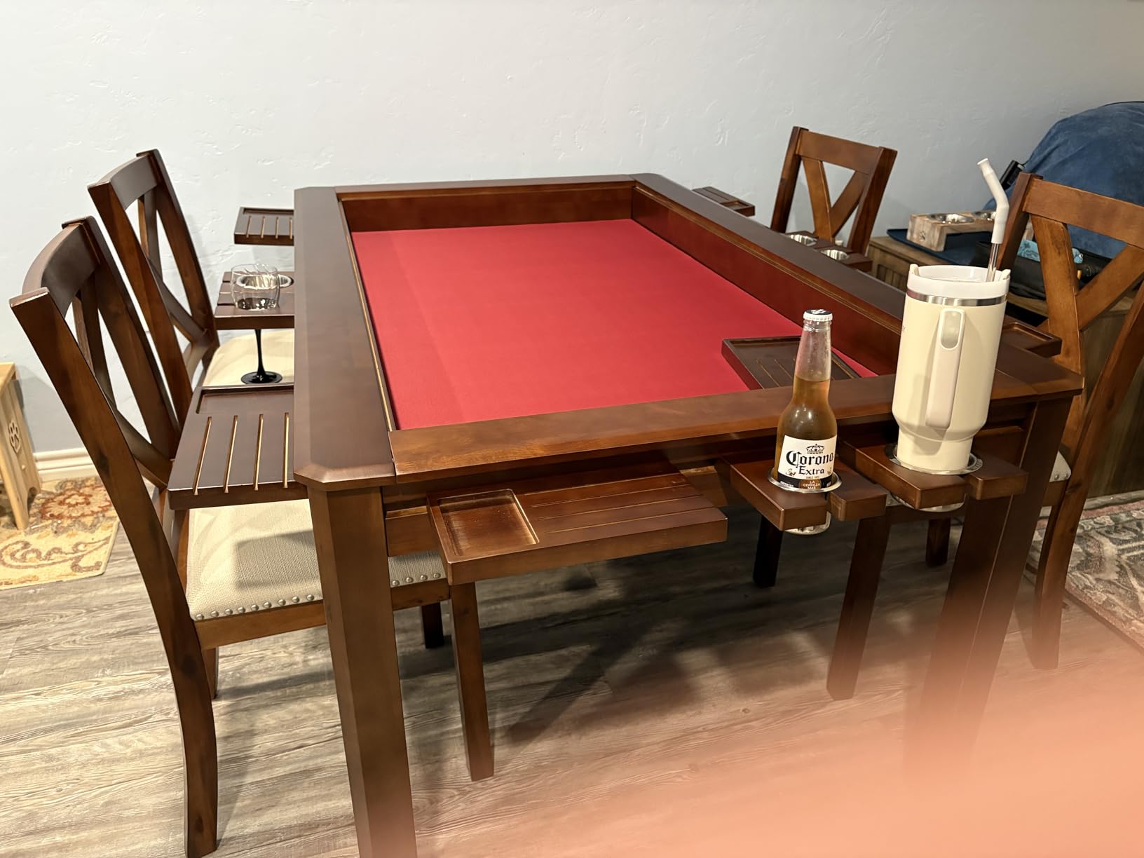 Solid Wood Board Game Table for 4-6 Players, Dining & Gaming Table with 57.5