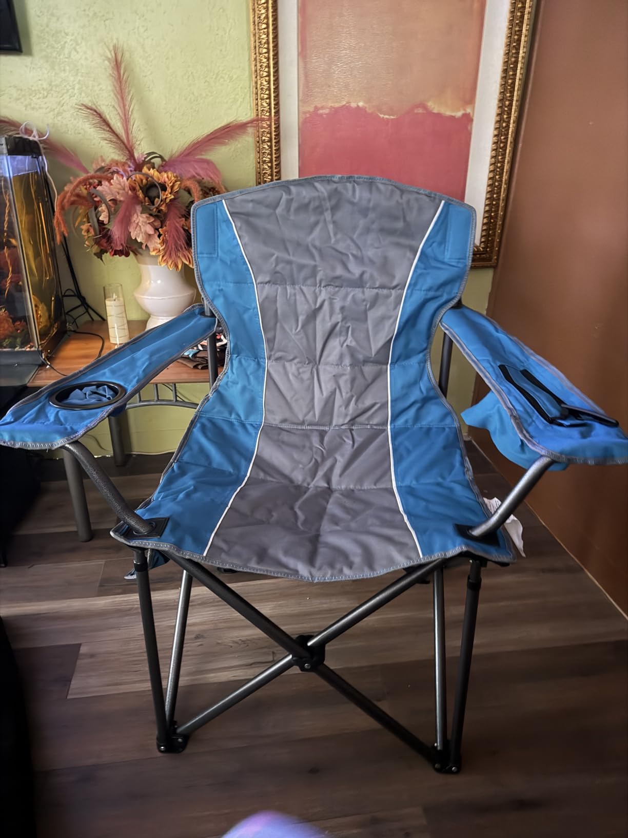 2 Pack Padded Oversized Camping Chairs for Adults,Heavy Duty Support 400 Lbs,Folding Portable Lawn Chair w/Cup Holder,Cooler Bag,Side Pocket,Perfect for Outdoor Picnic,Hiking(Black) customer photo 2