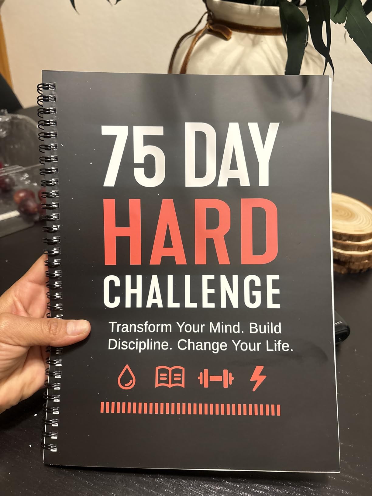 75 Day Hard Challenge Journal for Men or Women with PVC Cover - 75 Day Challenge Book with Daily, Weekly, Monthly Planner and Wellness Trackers customer photo 1