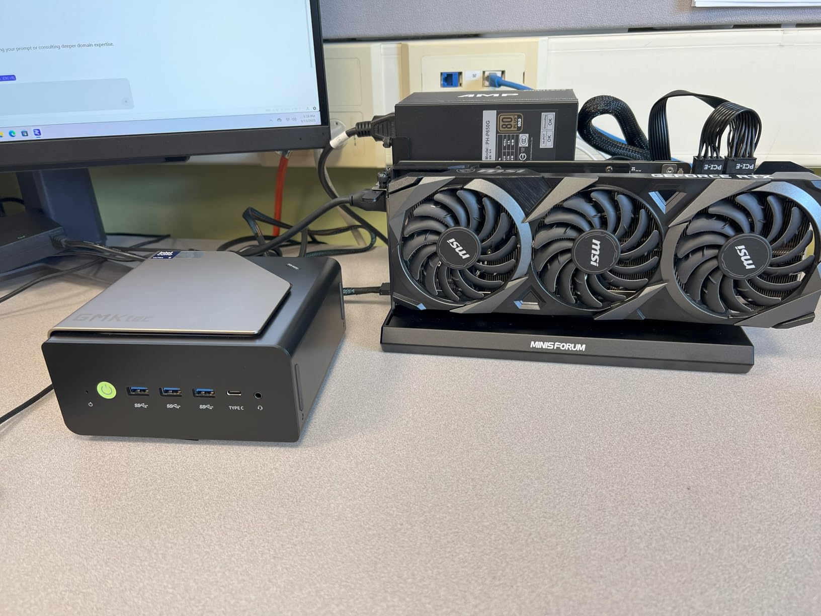 GMKtec K15 AI Mini PC Oculink with Intel Core Ultra 5 125U Processor, Barebones Without RAM/SSD/OS, Desktop Computer AI Boost, 3X M.2 2280 Storage Expansion, Dual NIC 2.5GbE, HDMI 2.1, USB4 customer photo 2