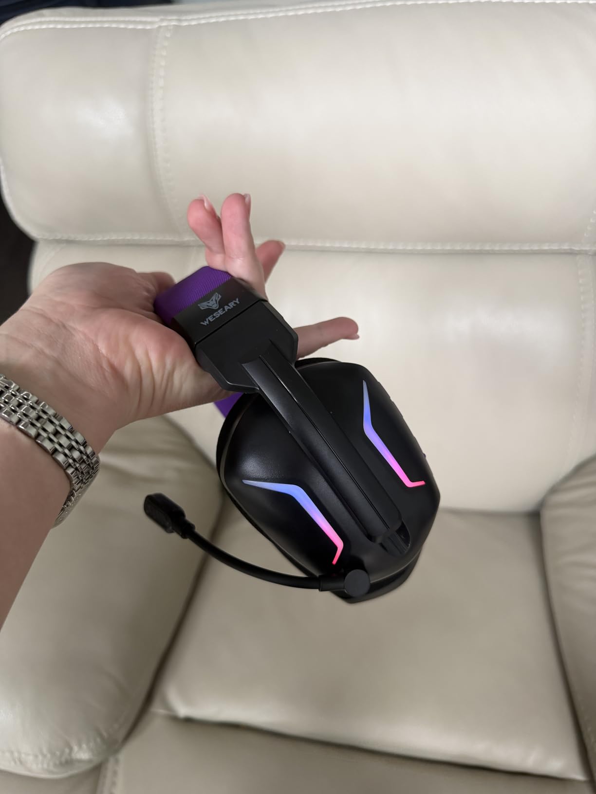 Wireless Gaming Headset for PS5, PS4, PC, Laptop, Mac & Switch, Dual Low-Latency 2.4GHz USB/Type-C, Bluetooth Gaming Headphones with ENC Mic for Gamecube, 3D Stereo, Colorful Light, 50H Power customer photo 2