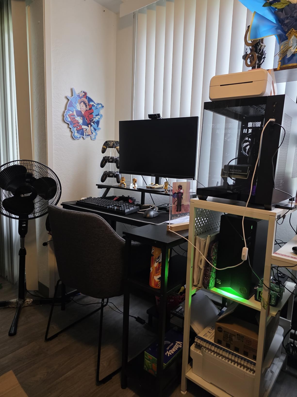 DUMOS Gaming Desk, Computer Desk with USB Charging Ports, Power Outlets, Type-C and LED Lights, Reversible L Shaped Desk with Storage Shelves & Monitor Stand for Office Gaming Room Black 48IN customer photo 2