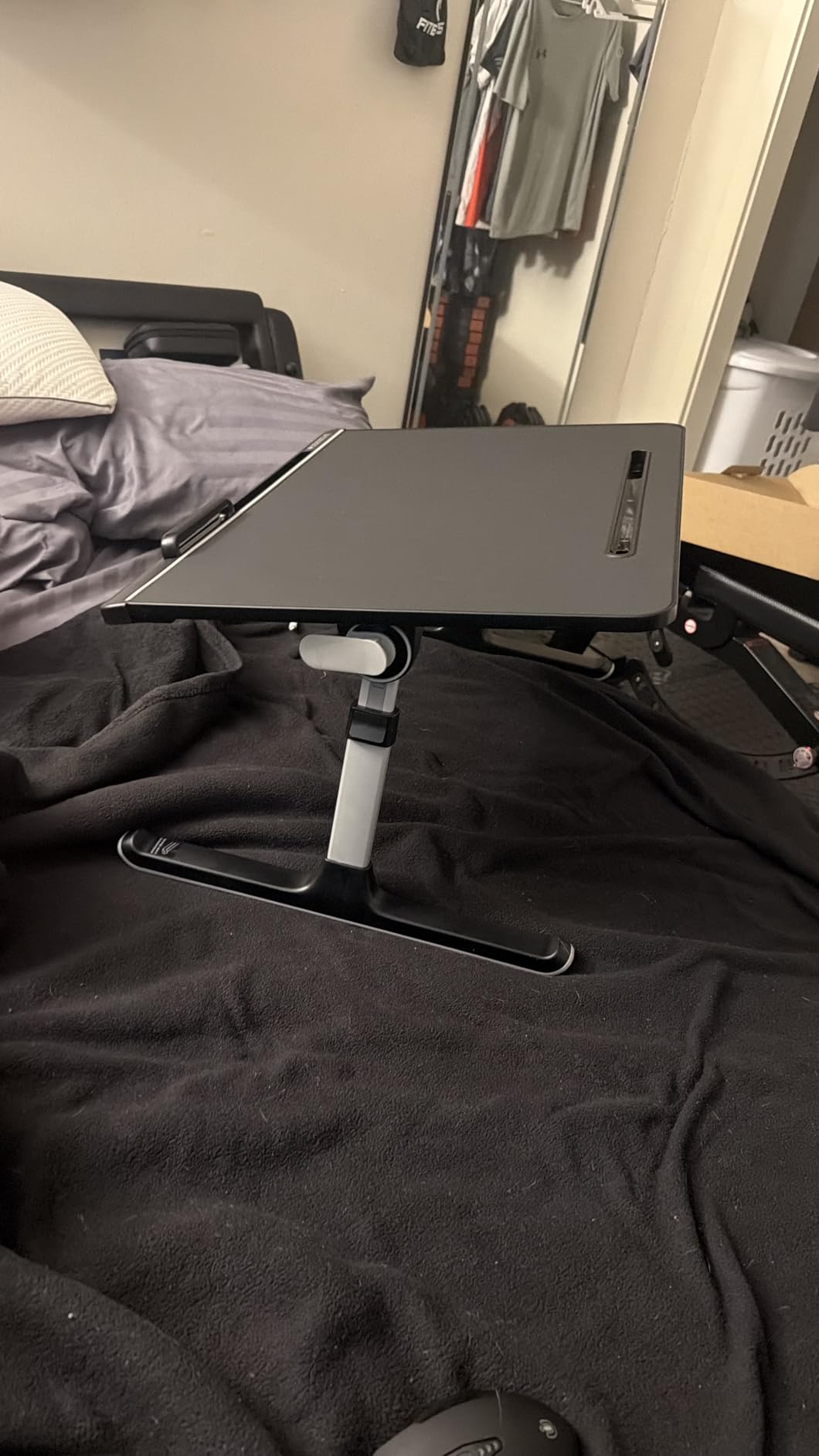 Laptop tray, SAIJI 60*45cm Table lap for bed, Multi-purpose Premium Lapdesk, Height Angle adjustable, with Book Stand, Drawer, Tablet slot, for Eating, Working, Writing, Gaming, Drawing (Light Grey) customer photo 2