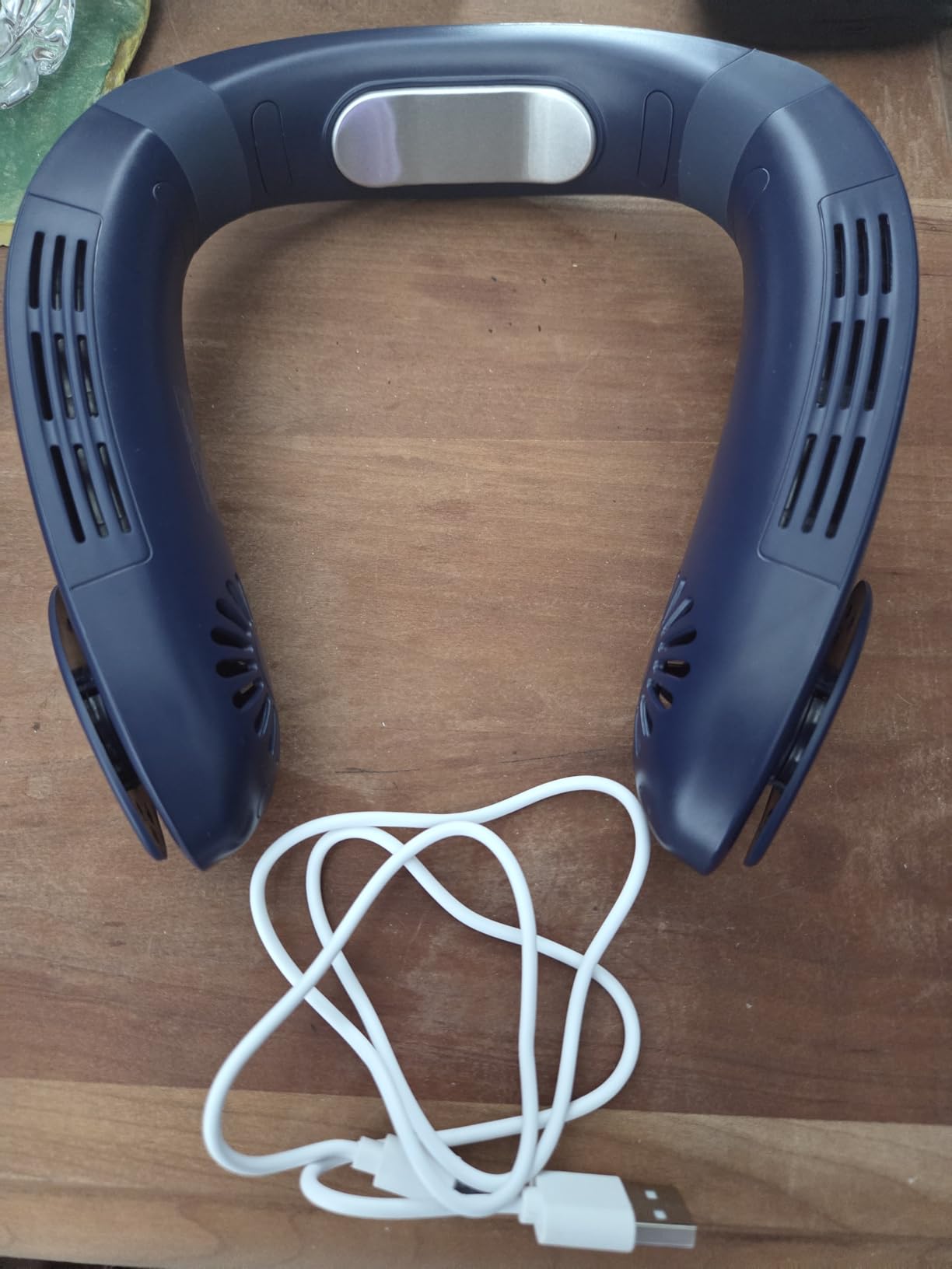 HomePlus Cooling Neck Fan, 2-in-1 Neck Air Conditioner Portable Rechargeable, Wearable Personal Fan, 4400mAh Large Battery, Ergonomic Design (Navy Blue) customer photo 2