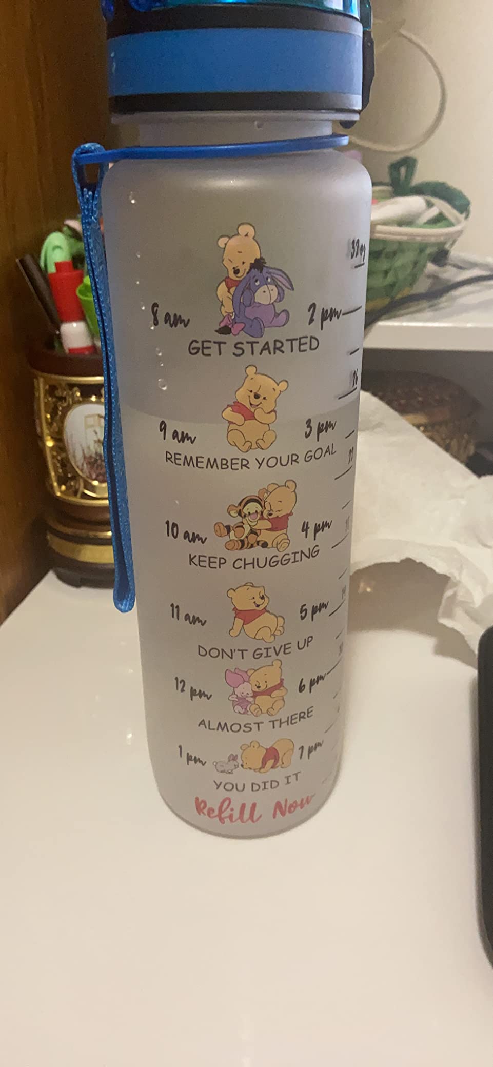 Dragon Dice Gamer Motivational Time Marker Water Bottle 32oz, Flip Lid Carry Strap, Daily Hydration for Gym School Work Travel, Gifts Birthday customer photo 1
