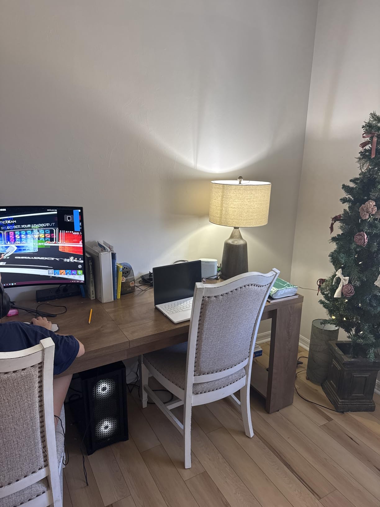 Tribesigns Two Person Desk, 86.6 Inch Extra Long Desk, Double Computer Writing Table, Wood Office Desks Workstation for Home Office, Black customer photo 2