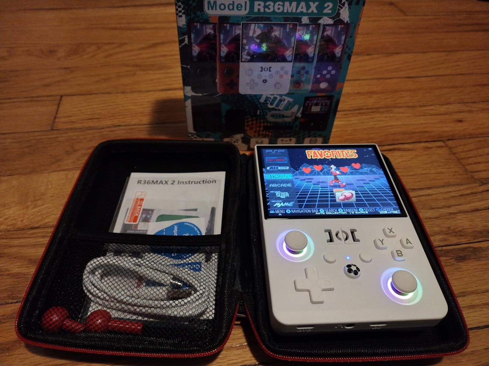 Newest R36MAX II 4.5 Inch Retro Handheld Game Console, 720x720 IPS HD Screen, 128G Built-in 22000+ Classic Game, Portable Open Source Linux System, 4000mAh Battery with Arcade Joysticks (White) customer photo 2
