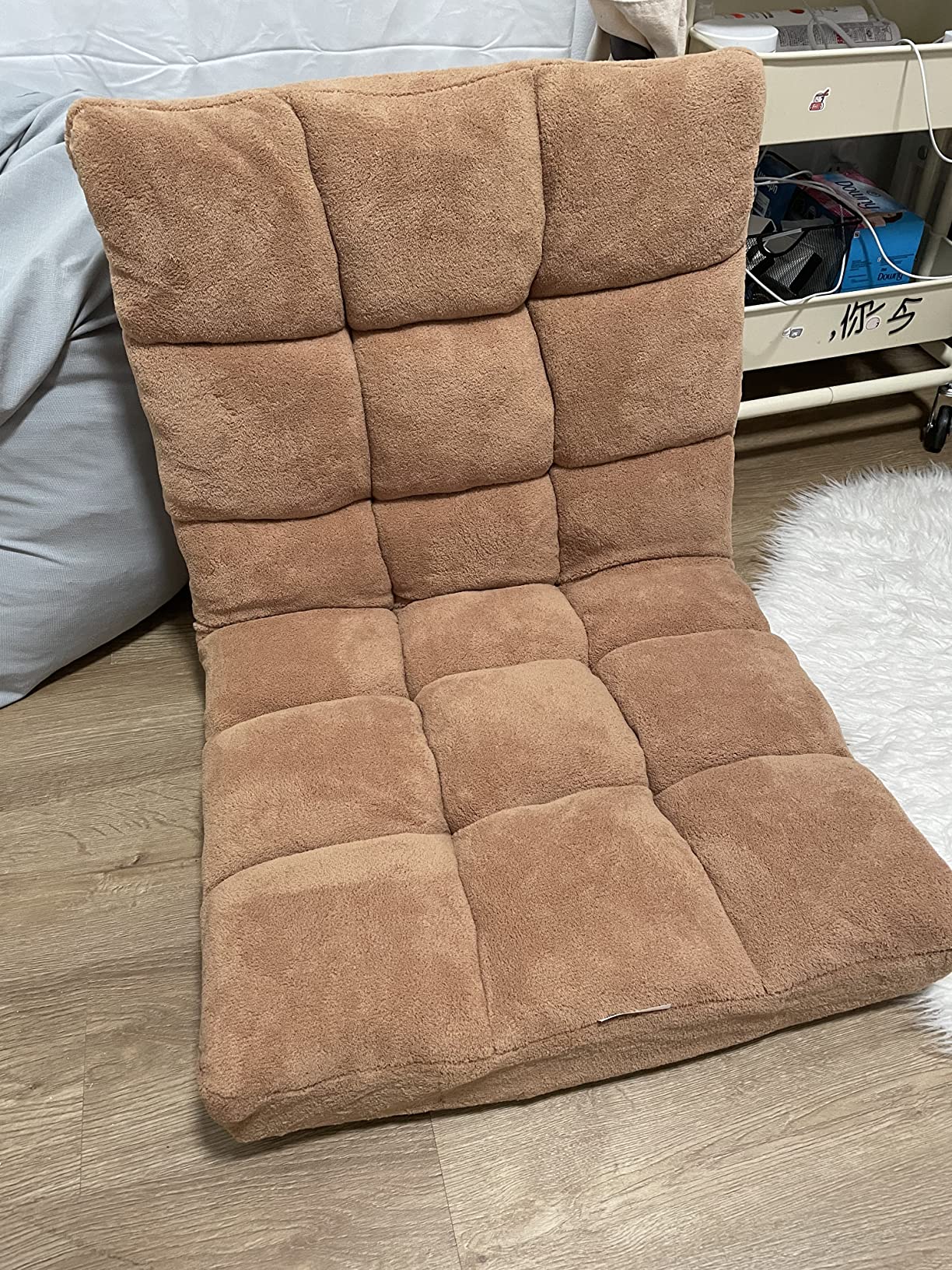 Giantex Floor Chair with 14-Position Adjustable, Couch Recliner with Soft Flannel Fabric Cover, Heavy Duty Metal Support, Folding Gaming Floor Chair for Adults, Reading (24