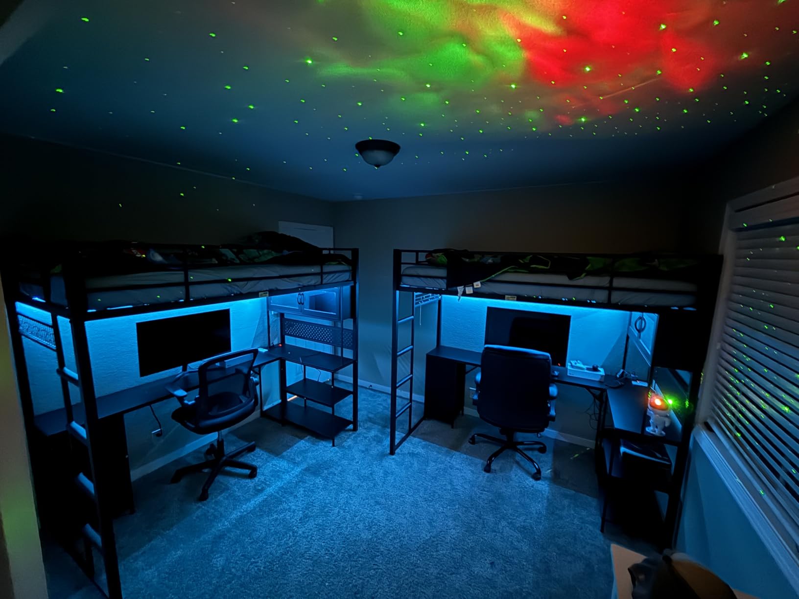 ADORNEVE Gaming Loft Bed Full Size with L-Shaped Desk, Arcylic RGB Hutch & Safety Charging Station, Metal Loft Bed with Storage Drawer, Safety Guardrail & Ladder, Space Saving for Teen Girls, White customer photo 1