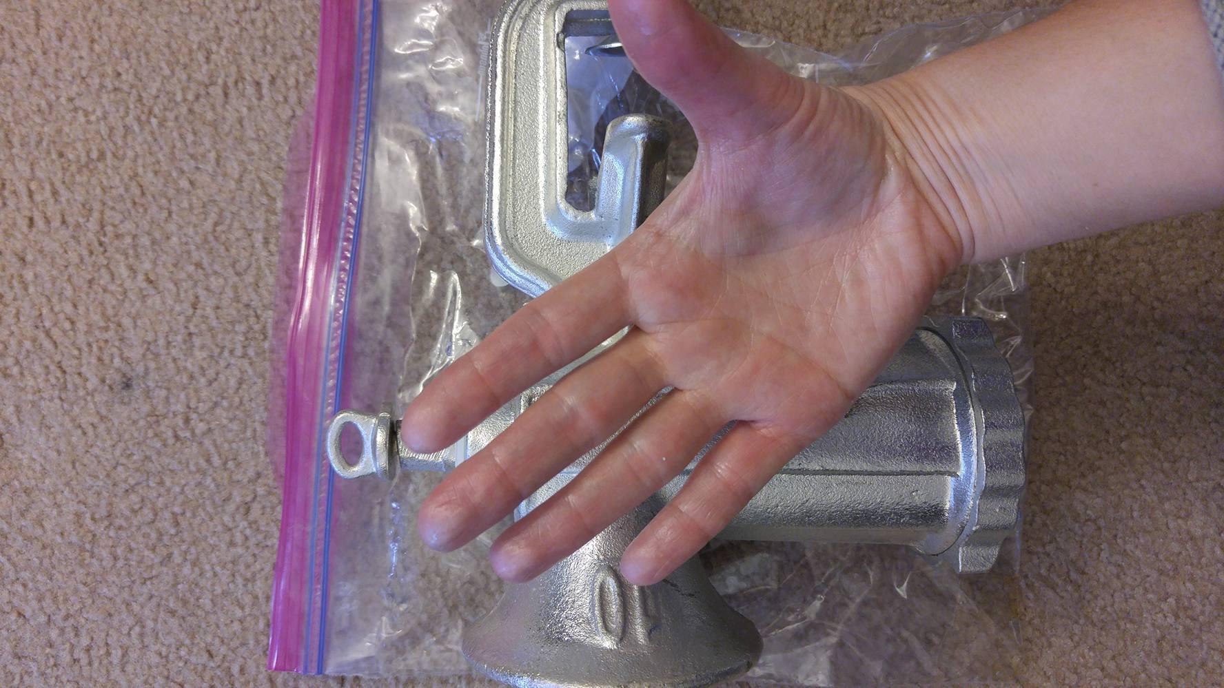 Weston #10 Manual Tinned Meat Grinder and Sausage Stuffer, 4.5mm & 10mm plates, + 3 sausage funnels,Silver customer photo 2