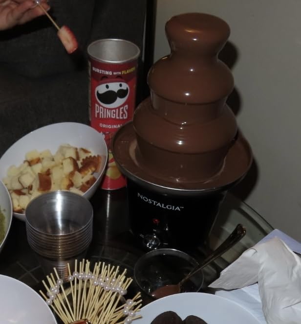 Nostalgia 3 Tier Electric Chocolate Fondue Fountain Machine for Parties - Melts Cheese, Queso, Candy, and Liqueur - Dip Strawberries, Apple Wedges, Vegetables, and More - 24-Ounce - Black, Small customer photo 2