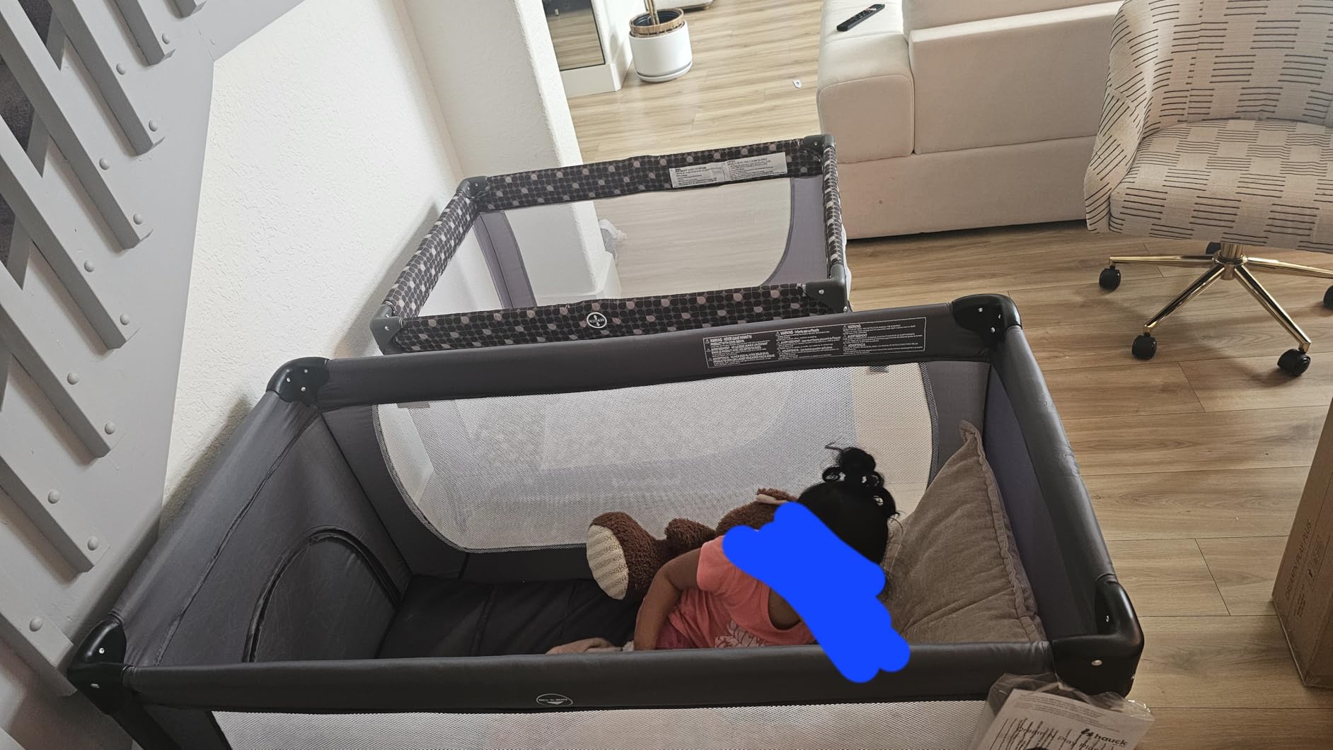 hauck Baby & Toddler Foldable Travel Cot and Portable Playpen, Dream N Play Plus, Grey customer photo 2
