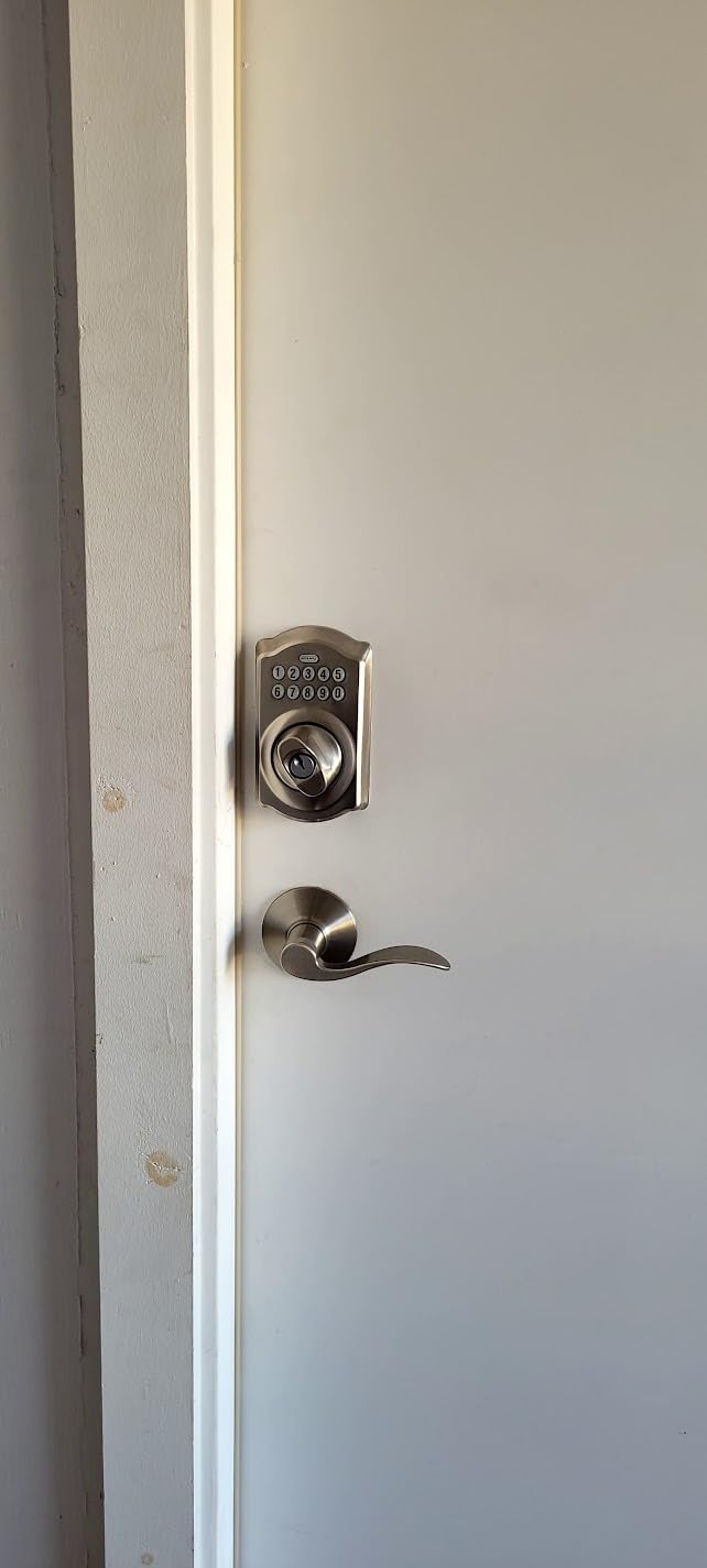 Camelot Electronic Keypad Deadbolt Lock, Keyless Front Door Entry, Mechanical Key Backup Included, Satin Nickel, BE365 V CAM 619 customer photo 1