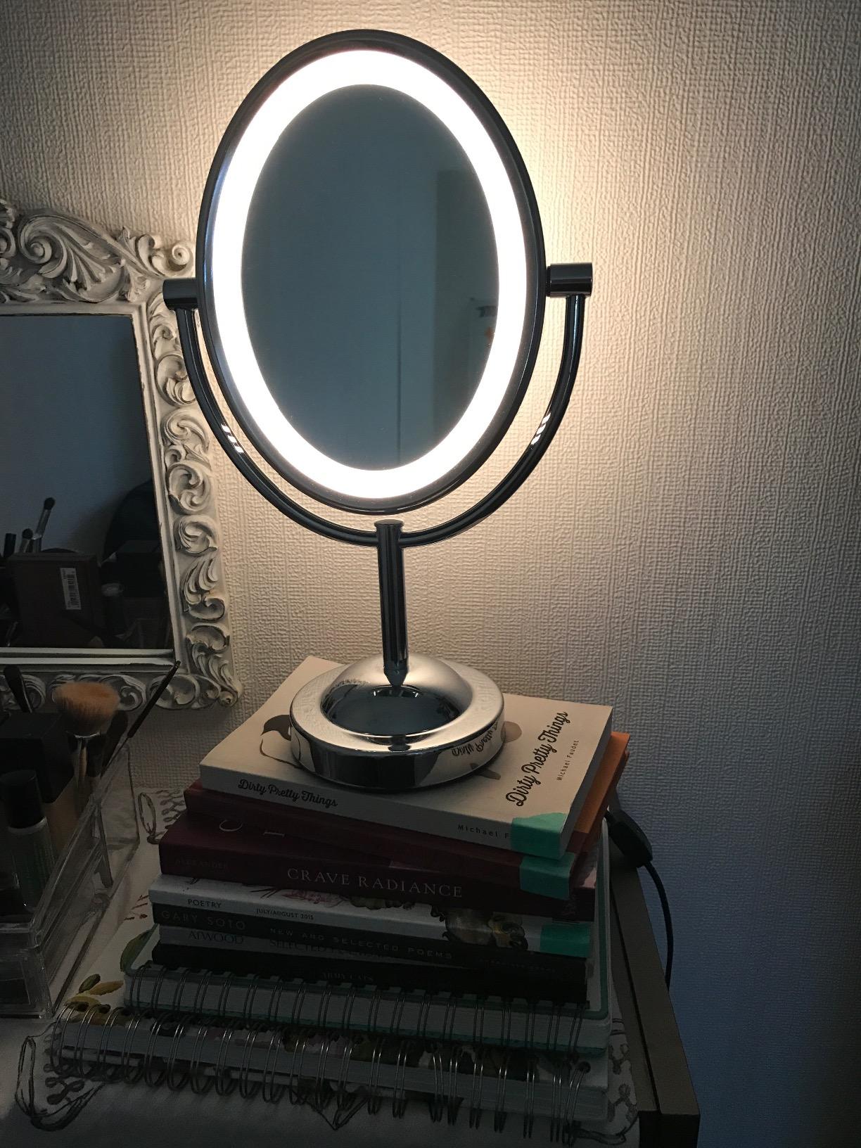 Conair Lighted Makeup Mirror, LED Vanity Mirror, 1X/7X Magnifying Mirror, Double Sided, Corded in Polished Chrome customer photo 1