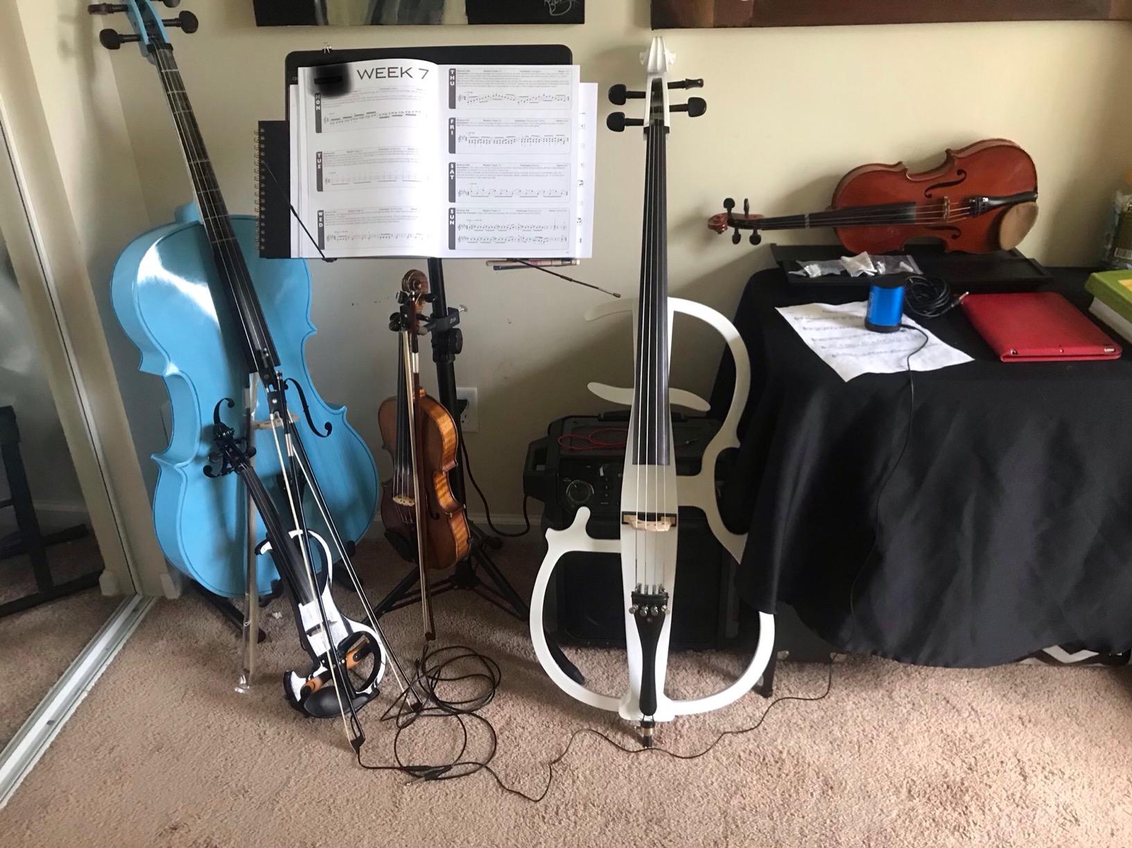 Cecilio 4/4 Electric Cello with Ebony Fittings, Professional Silent Electric Cello Kit, Pearl White customer photo 1