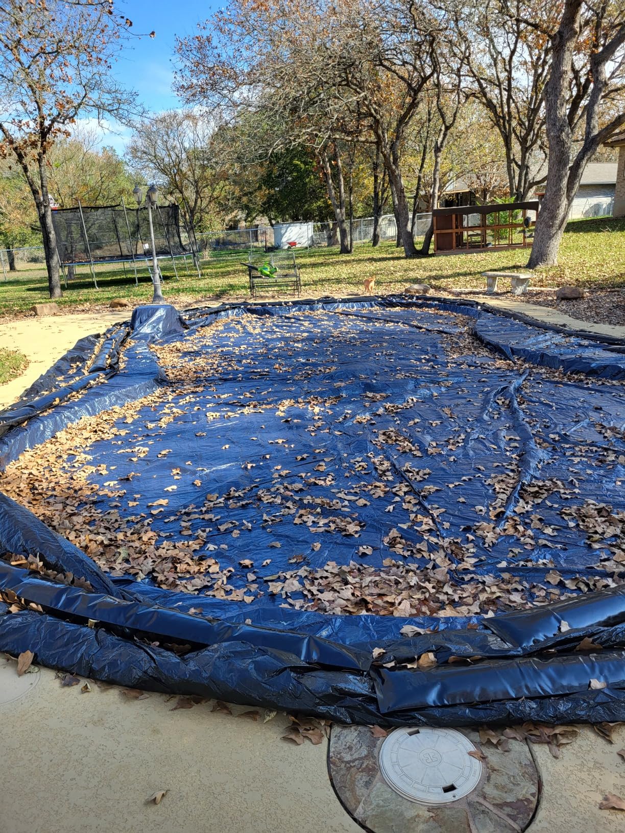 Blue Wave Bronze 20 ft x 40 ft Rectangular Winter In Ground Pool Cover - Blocks Debris & Sunlight with 8-Year Protection for Off-Season - With Solid Polyethylene Shield, 4 ft Overlap, Cable, Winch customer photo 1