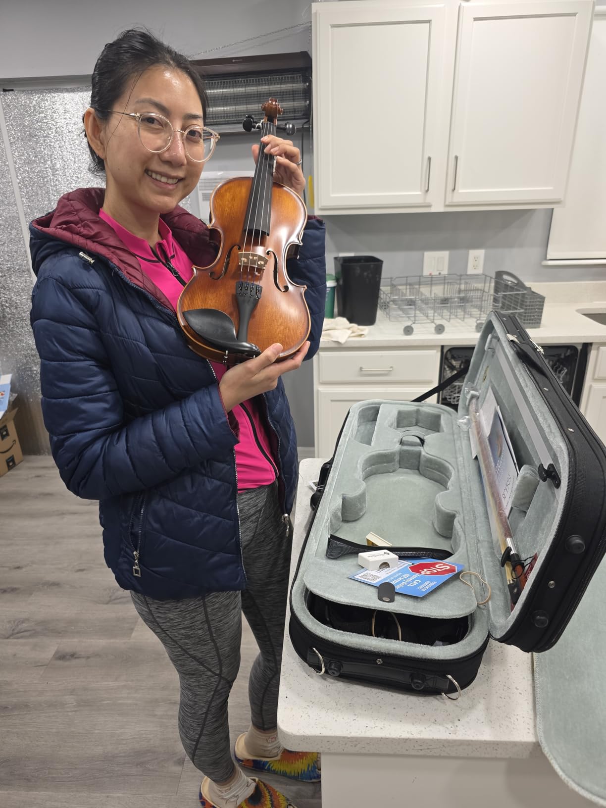 Bunnel Pupil Violin Outfit 4/4 Full Size Clearance By Kennedy Violins - Carrying Case and Accessories Included - Solid Maple Wood and Ebony Fittings RB300 customer photo 2