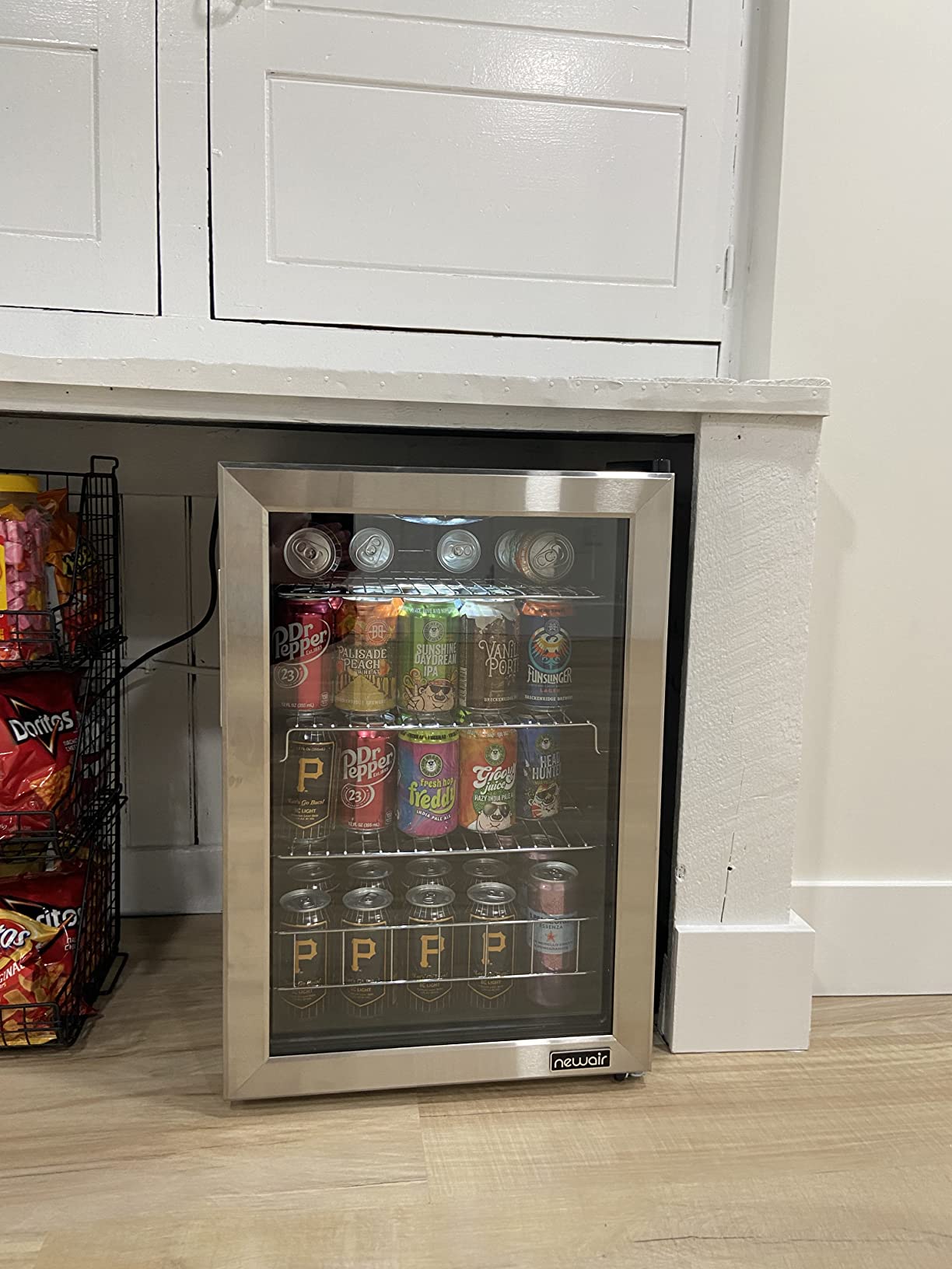 NewAir 90 Can Beverage Refrigerator | 17 Inch Freestanding Small Mini Fridge for Bedroom, Home Bar or Office | Quiet Compressor Cooling & Adjustable Shelves | Stainless Steel customer photo 1