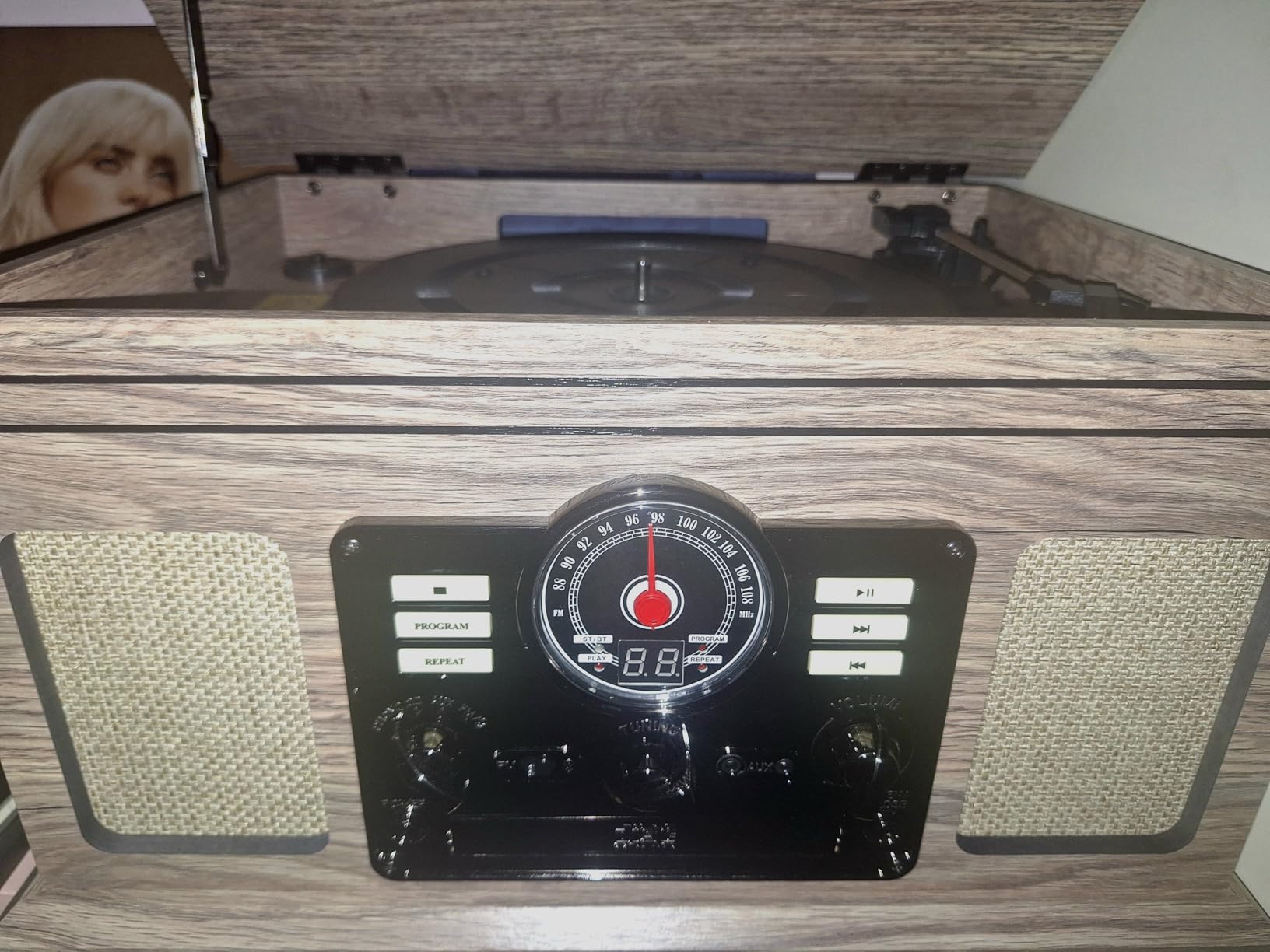 Victrola The Quincy 6-in-1 Bluetooth Record Player & Multimedia Center with Built-in Speakers - 3-Speed Turntable, CD & Cassette Player, FM Radio, Wireless Music Streaming (Mahogany) customer photo 2