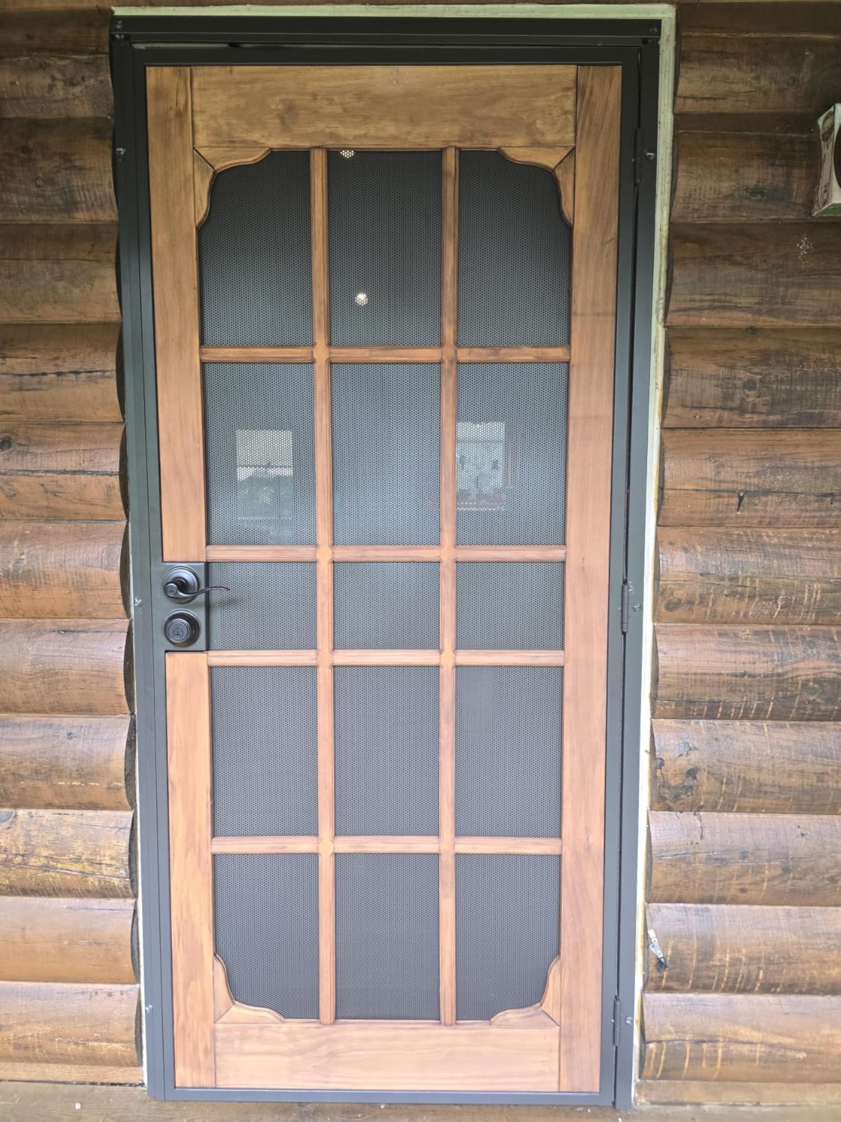 Prime-Line Woodguard Steel Security Door - Traditional Screen Door Style with Steel and Wood Construction, Bronze customer photo 1