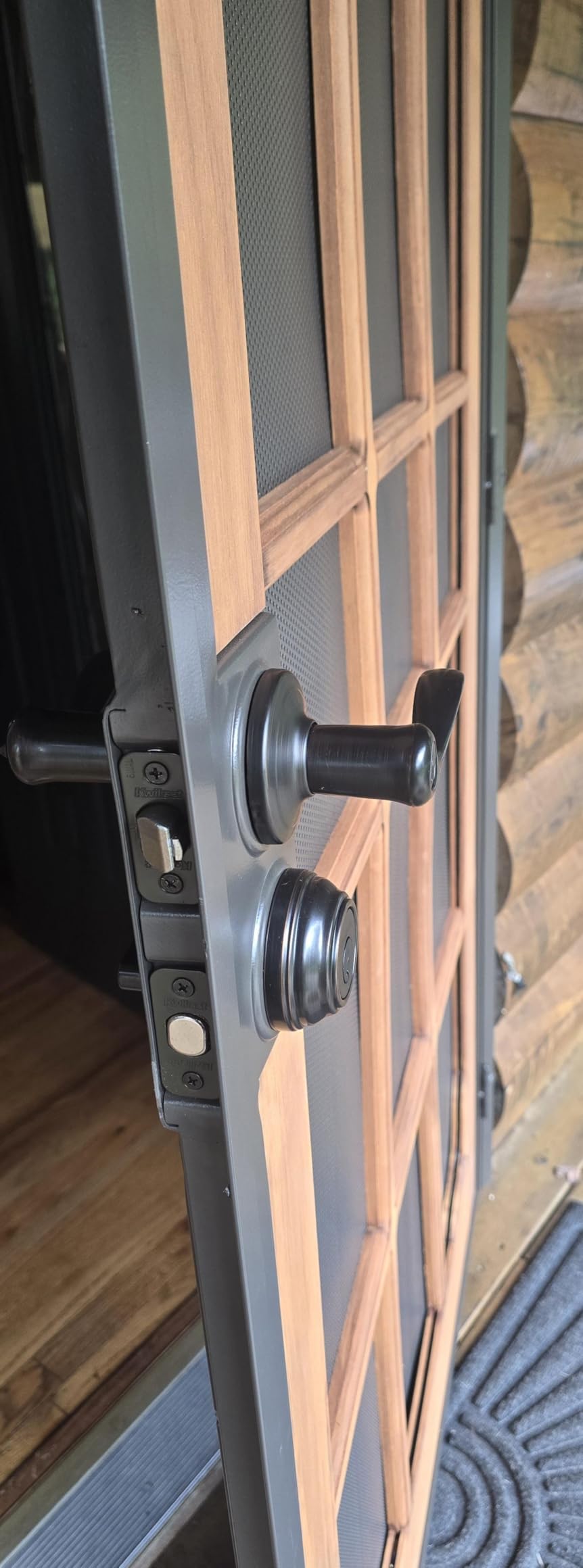 Prime-Line 3809BZ3068-I-WF Woodguard Steel Security Door - Traditional Screen Door Style with the Strength of a Steel Security Door - Steel and Wood Construction, Non-Handed, Bronze (Single Pack) customer photo 2