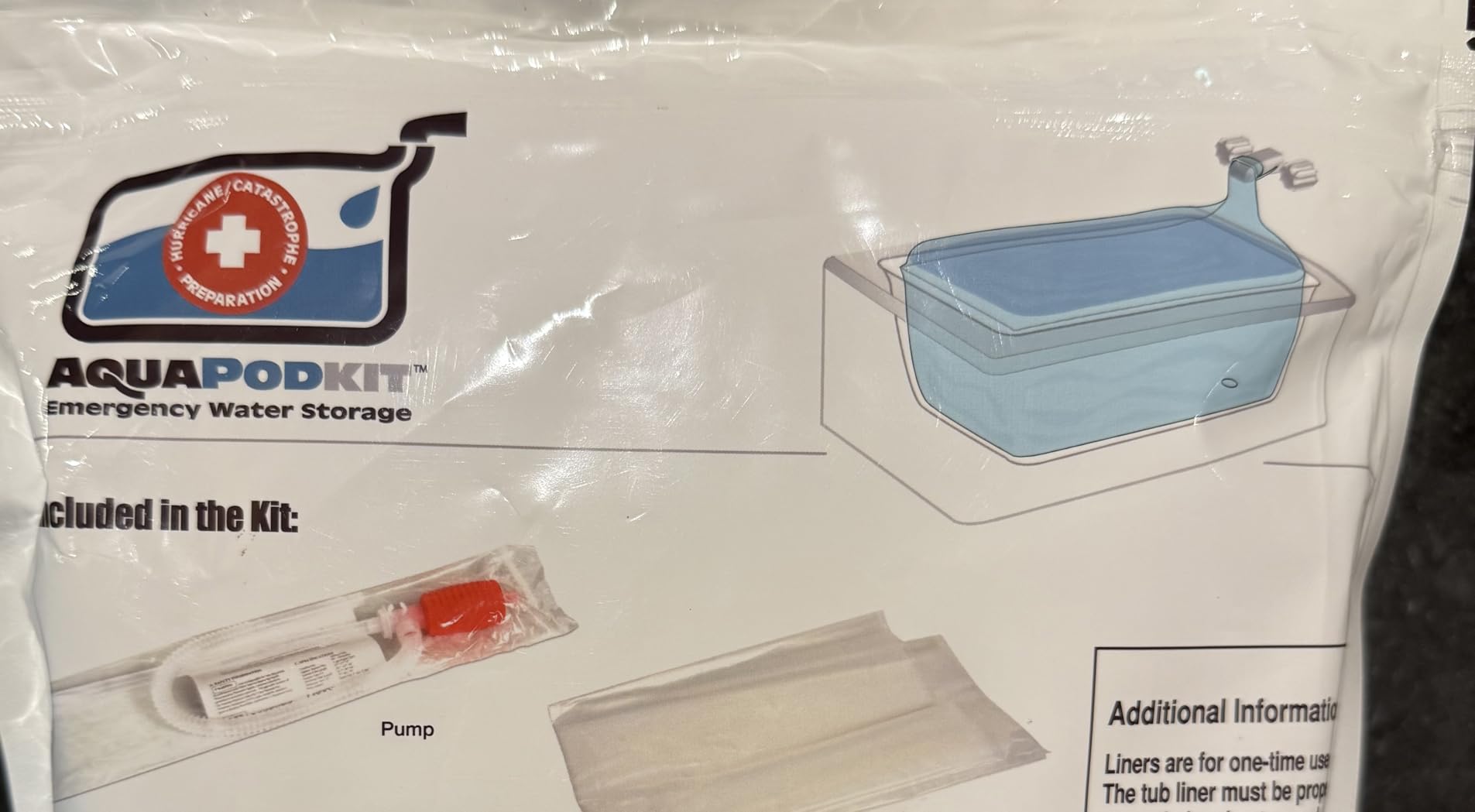 AquaPodKit Made in USA - Emergency Bathtub Water Storage Bladder 65-100 Gallon Capacity - BPA Free Food Grade Materials - Hurricane Disaster Preparedness Supply - Family Survival Supply (Bag) customer photo 2