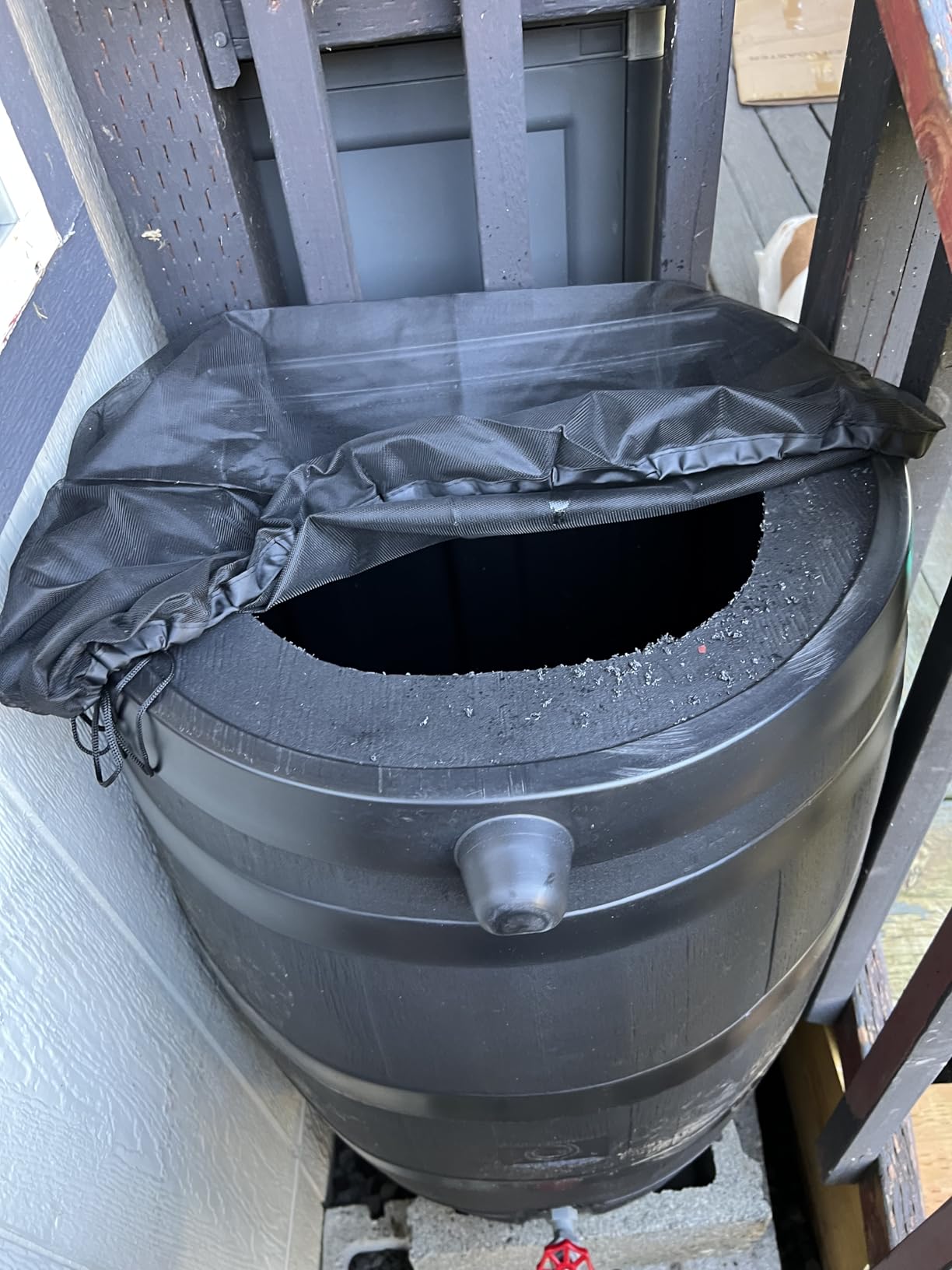 RTS Home Accents 50-Gallon ECO Rain Barrel Made with 100% Recycled Plastic, Flat Back Rain Water Collection Barrel, Black customer photo 1