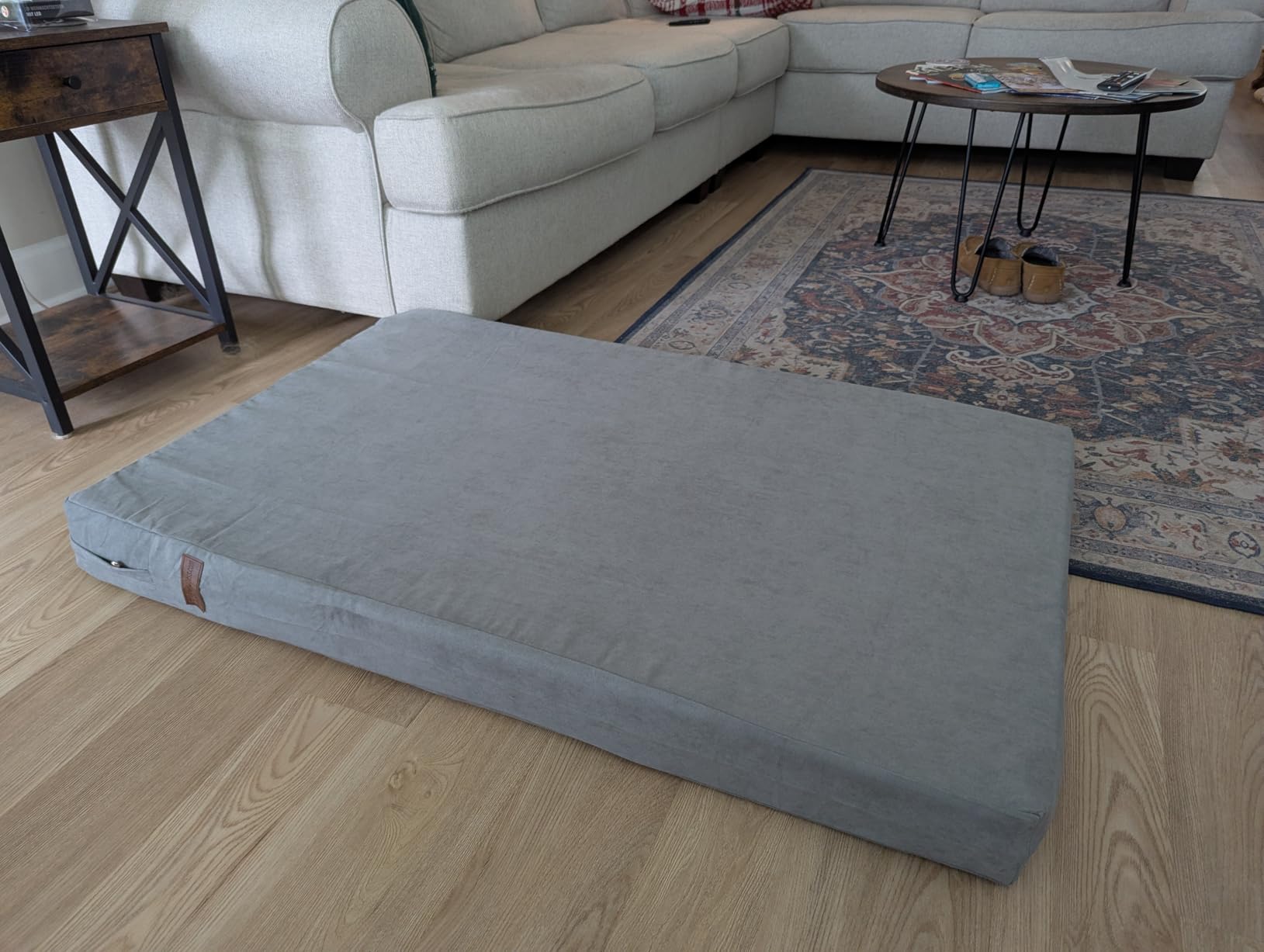 Dogbed4less XXL Orthopedic Gel Infused Cooling Memory Foam Dog Bed for Large Pet, Waterproof Liner, Micro Suede Gray Cover, 55X37X4 Inch customer photo 1
