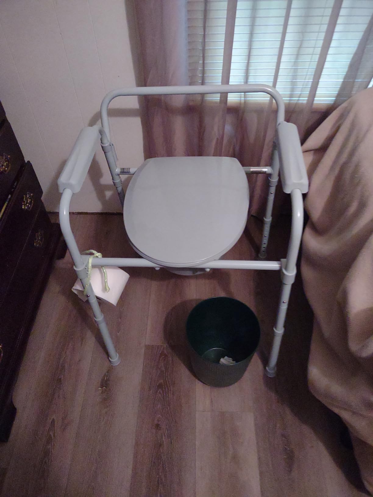 Drive Medical Folding Steel Bedside Commode Chair - 3-in-1 Portable Toilet - Adjustable Height - 350 Lb Weight Capacity - 7.5 Qt Bucket - Adult Commode - Grey customer photo 2