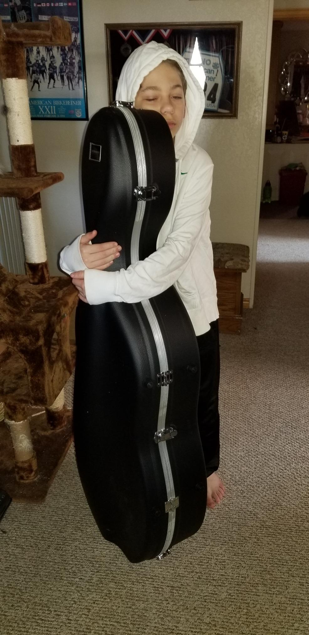 Crossrock Commuter ABS Cello Case for 4/4 & 3/4 | Matte Blue Diamond Shell, Wheels & Backpack Straps - Lightweight Case for Daily Rehearsal & Travel customer photo 2