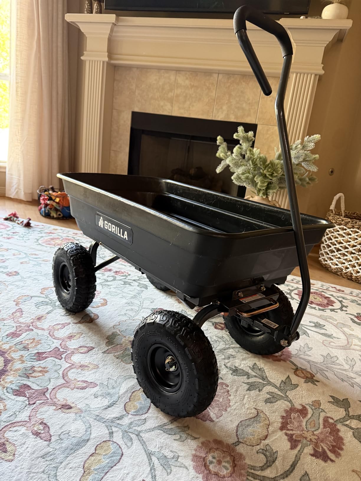 Gorilla Carts Poly Garden Dump Cart, 4 Cu Ft Tub, 600 lb Haul Capacity, Black - Heavy-Duty Utility Wagon with Quick-Release Dumping & Pneumatic Tires for Yard, Landscaping and Gardening customer photo 1