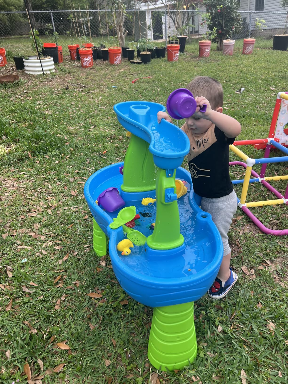 Step2 Rain Showers Splash Pond Water Table, Kids Water and Sand Activity Sensory Playset, Summer Outdoor Toys, 13 Piece Water Toy Accessories, For Toddlers 1.5+ Years Old, Blue & Green customer photo 2