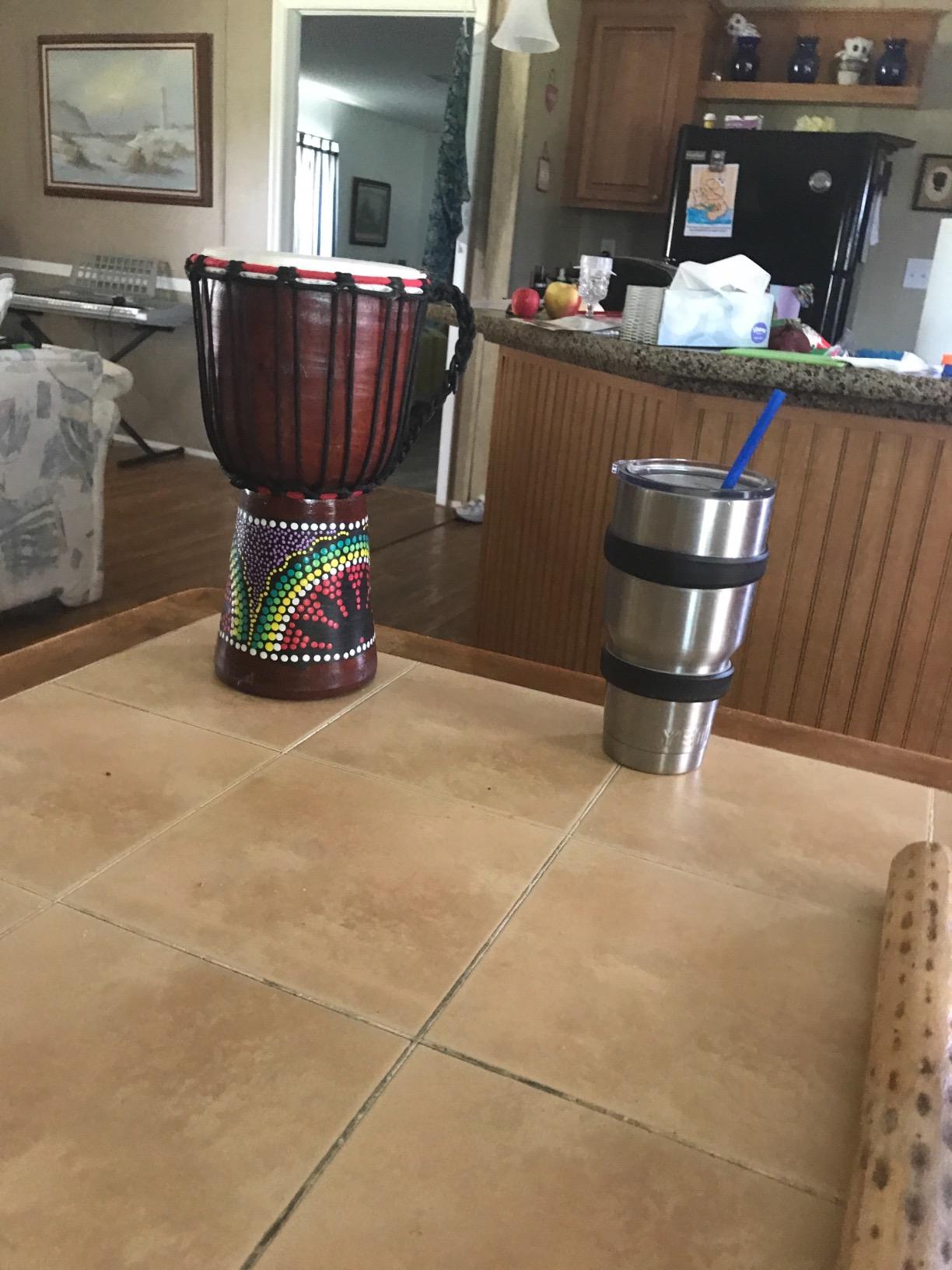 Djembe Drum - African Bongo Congo Style Drum - 12'' High Solid Mahogany Wood with Goat Skin Head - Includes Free Djembe Keychain Gift - Professional Quality, Authentic JIVE Brand customer photo 1